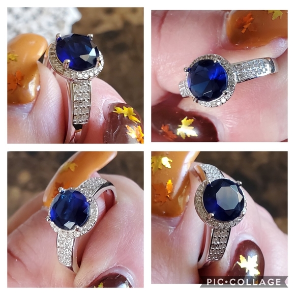 Genuine 3ct Round Blue Sapphire Blue Sapphire Ring Size 8 - Picture 5 of 8